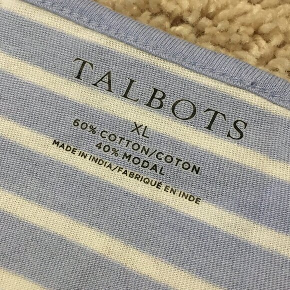Talbots Cotton Modal Stripes & Lace Tie Up Top - Picture 8 of 14